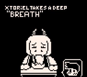 1boy 1girls black_background blowjob blush clothed female human_on_anthro male original_character penis pubic_hair straight toriel undertale undertale_(series) veiny_penis white_and_black