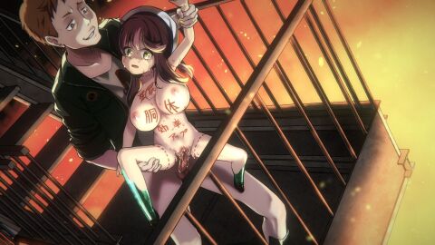 1girls android android_girl body_writing breasts cock crying crying_female crying_with_eyes_open cut_lines dismantling_workshop_of_bio-girl female femsub game_cg imminent_death large_breasts male penis pussy restrained sex size_difference tears vaginal_penetration vaginal_sex