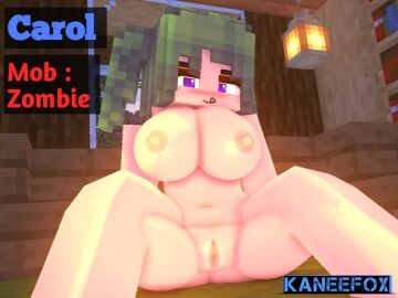 1girls 3d anus big_breasts breasts carol_(kaneefox) character_sheet erect_nipples female green_hair horny_female kaneefox looking_at_viewer mine-imator minecraft nipples nude nude_female outside purple_eyes pussy smile solo solo_female spread_legs tagme wet_pussy zombie_girl
