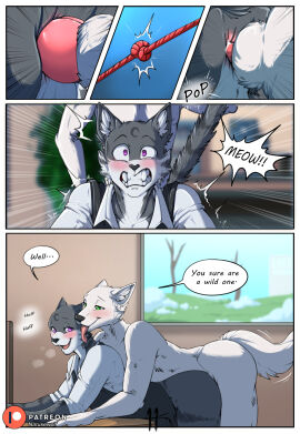 anal anal_sex anthro anus arctic_wolf ass balls blush bodily_fluids boots cafe canid canine canis clothed clothing comic cum cum_in_ass cum_inside cum_on_penis deep_penetration detailed_background dialogue doggy_style domestic_cat drinking drooling drooling_tongue duo english_text felid feline felis footwear forced_transformation from_behind_position fur fur_growth genital_fluids genitals grass green_eyes grey_body grey_fur growth heart_eyes heart_symbol hi_res hoodie howl humanoid hybrid imminent_knotting imminent_sex inside internal internal_anal josiah josiah_(narusewolf) knot knotted_penis knotting licking licking_lips long_ears looming_over magic male male/male mammal mounting mouth_shot nails narusewolf open_mouth penetration penile penile_penetration penis penis_in_ass plant purple_eyes rear_view saliva saliva_string sex shaking sharp_teeth shirt shivering shoes snout snout_growth species_transformation speech_bubble store surprise surprise_sex surprised_expression tail tail_motion tail_pull tailwag talking_to_another talking_to_self teeth teeth_showing text thrusting tongue topwear transformation transformation_sequence white_body white_fur winter winter_coat wolf x-ray_view