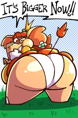 !! 1girls anthro ass breasts brown_hair bubble_ass bubble_butt crown dress elephant elephant_daisy elephantid english_text female female_focus female_only furry hips hyper_ass large_ass large_breasts looking_back mario_(series) nintendo orange_eyes overweight overweight_female panties princess princess_daisy sachasketchy super_mario_bros._wonder text thick_thighs thighs underwear wide_hips