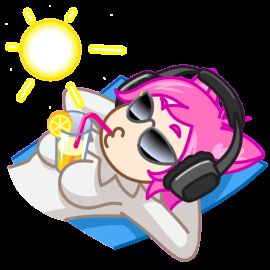 1girls animated big_breasts breasts cat_ears cat_girl catgirl convenient_breasts drink_on_breasts female female_focus female_only headphones musical_note nekochan_(telegram) object_between_breasts official_art simple_background sun sunglasses tagme_(artist) telegram transparent_background unknown_artist