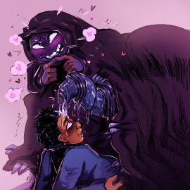 1:1 2025 5_fingers absurd_res arachnid arachnid_taur arthropod arthropod_taur black_body black_clothing black_exoskeleton black_eyebrows black_eyes black_hair black_penis black_robe blue_body blue_clothing blue_exoskeleton blue_penis blue_sweater blue_topwear blush blush_lines bodily_fluids brown_body brown_lips brown_skin clothed clothed_human clothed_male clothed_taur clothing currentlytr_ash duo erection exoskeleton eye_bags eye_roll eyebrows fingers genital_fluids genitals hair heart_eyes heart_symbol hearts_around_head hi_res human human_on_taur humanoid_face interspecies lips long_sleeves look_outside looking_pleasured looking_up_at_penis lying lyle_(look_outside) male male/male male_human male_taur mammal multicolored_body multicolored_exoskeleton on_back penis pink_background precum precum_on_face precum_string pupils reclining red_body red_exoskeleton robe sam_(look_outside) short_hair simple_background spider spider_taur sweater taur teeth topwear unusual_anatomy unusual_genitalia unusual_penis vein veiny_penis white_pupils