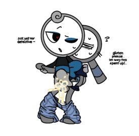 alpha_sleeper_rodger cozy_sweater_glisten cum cum_in_pussy cum_inside cuntboy dandy's_world filled_belly gay_sex glisten_(dandy's_world) grey_body heart-shaped_pupils held_up intersex magnifying_glass male mirror penetration penile penile_penetration penis penis_in_pussy pent_up power_bottom pussy reflectivedetective rodger_(dandy's_world) sex speaking speech stomach_bulge sweating sythia tired_expression tired_eyes vagina vaginal vaginal_penetration vaginal_sex