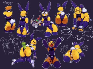 2boys all_fours anal anal_sex ass back_view balls bulge bunny_ears bunny_tail bunnysuit character_name cum cum_in_ass cum_inside cum_while_penetrated detached_sleeves ejaculation fake_animal_ears femboy front_view gay girly high_heels humanoid leotard leotard_aside looking_back male moggie_(thony_690) multiple_views necktie original penetration penis playboy_bunny serving_tray sex sex_from_behind swirly_eyes testicles text thighhighs thony_690 wrist_cuffs yaoi yellow_body