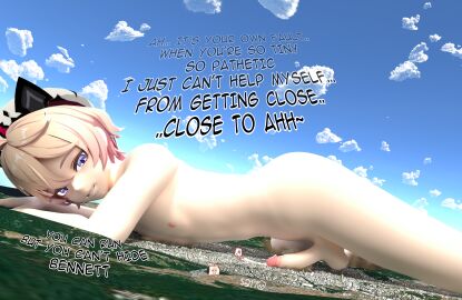 3boys 3d 3d_(artwork) aether_(genshin_impact) bennett_(genshin_impact) city city_destruction cityscape cum cum_on_city cumming dahlia_(genshin_impact) genshin_impact giant keynor kill_count macro male male_only mixed_hair_color naked nude penis smile smiling tagme text traveler_(genshin_impact)