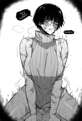 big_breasts breasts burn_scar cowgirl_position cum_in_pussy dommy_mommy female glasses huge_breasts implied_penis jujutsu_kaisen male masoq095 mommy penis scar scars vaginal_penetration very_short_hair wholesome zenin_maki