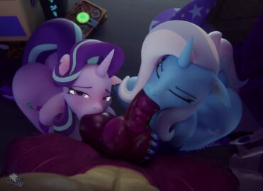 3d animated anthro anthro_on_anthro balls breasts collaborative_fellatio cooperative_fellatio dragon dragon_penis eye_contact fellatio friendship_is_magic hooves-art huge_cock knot large_breasts male my_little_pony my_little_pony_friendship_is_magic oral_sex penis pov pov_eye_contact sound spike_(mlp) starlight_glimmer sucking sucking_balls sucking_penis sucking_testicles sucking_tip tagme testicles threesome trixie_(mlp) trixie_lulamoon video