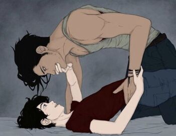 2boys artist_request colored fully_clothed gay male_only masculine no_visible_genitalia size_difference