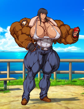 abs b9tribeca biceps breasts fatal_fury fatal_fury:_city_of_the_wolves female garou:_mark_of_the_wolves huge_breasts king_of_fighters muscles muscular muscular_arms muscular_female muscular_legs muscular_thighs pecs snk terry_bogard_(cosplay)