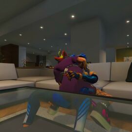 anal anal_sex blue_body blue_hair female fortnite fortnite:_battle_royale green_eyes green_hair helsie_(fortnite) lesbian_sex neon_(valorant) oral oral_sex sex valorant yuri