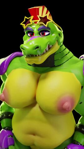alligator animated anthro big_pecs cum cum_on_body cum_on_face cumshot five_nights_at_freddy's five_nights_at_freddy's:_security_breach gay green_body male male_only montgomery_gator_(fnaf) muscular muscular_male nipples pecs red_eyes scottgames snips456fur solo steel_wool_studios tagme video