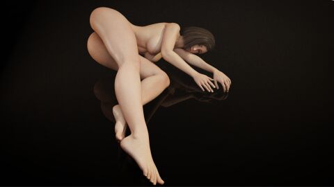 1girls 3d ass barefoot blender breasts brown_eyes brown_hair feet female final_fantasy final_fantasy_vii final_fantasy_vii_remake forsavide large_breasts looking_at_viewer lying_on_side medium_hair nayo_(final_fantasy_vii) nipples nude nude_female reflection square_enix toes