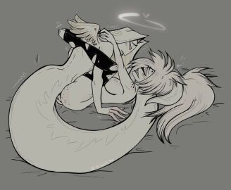 1boy 1girls 2024 ambiguous_penetration blushing cherri_bomb_(hazbin_hotel) female freckles hair halo happy hazbin_hotel looking_at_another looking_pleasured male mating_press monochrome mostly_nude nails penetration sex sir_pentious_(hazbin_hotel) smile smiling snake socks teeth text twiggietime vivienne_medrano watermark wholesome wings