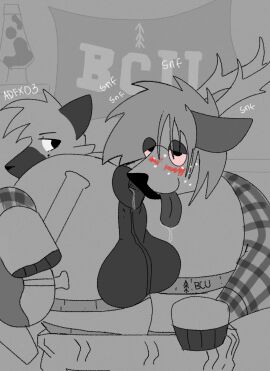 adfx03 after_anal after_oral after_rimming anthro anus ass backsack balls ballsack big_ass big_balls big_butt bong butt_sniffing canid canine canis clothing college deer domestic_dog drugs eyewear flannel genitals german_shepherd glasses herding_dog hi_res jockstrap lamp lava_lamp male male/male mammal nose_to_anus pastoral_dog puffy_anus school sniffing substance_intoxication underwear