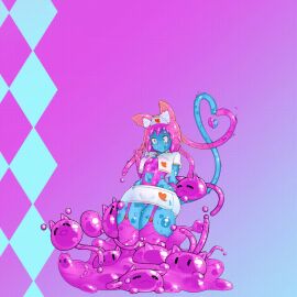 1girls animated be_witches breast_expansion catgirl female_focus full_body nurse size_transformation slime_girl solo