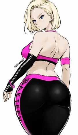 1girls ajaycolor android_18 armband artist_name ass ass_focus back_view blonde_hair blue_eyes booty_shorts bouncing_breasts bracelet breasts color color_edit colored colored_inner_hair colored_sketch colored_skin commission curvy dimples_of_venus dragon_ball dragon_ball_z earrings exercise female female_only huge_ass huge_breasts long_breasts missfaves pink_shorts short-haired_female short_hair short_shorts shorts shoulder_blades shounen_jump sideboob solo sports_bra sportswear tank_top thighs tight_clothing treadmill walking wide_hips workout workout_clothes yoga_shorts