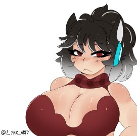 1girls ankousedrugz big_breasts bra breasts cleavage fanart female lynx_arty roblox roblox_avatar robloxian tagme