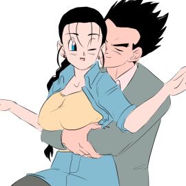 canon_couple couple dragon_ball dragon_ball_gt female kimiwaaru son_gohan videl videl_(gt_saga) wholesome