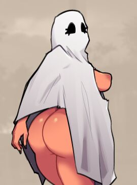 back_view big_ass big_breasts big_butt big_nipples big_thighs big_titties breasts cicely_(koppornito) curvaceous curvaceous_female curvaceous_figure curvy curvy_figure curvy_hips female female_focus female_only ghost ghost_costume ghost_girl halloween halloween_costume koppornito nipples original original_character
