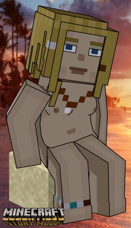 1girls 2025 2d ankle_bracelet anklet areola areolae bare_arms bare_breasts bare_legs bare_shoulders barefoot beach beach_background bead_necklace belly_button blocky_anatomy blocky_body blonde_hair blue_eyes breasts color colored completely_naked completely_nude copyright_logo detailed_background dreadlocks dreads erect_nipples feet female female_only first_porn_of_character hair hair_beads j_d light-skinned_female light_skin logo looking_at_viewer minecraft minecraft:_story_mode mojang naked naked_female navel necklace nell_(mcsm) nipples no_sex nude nude_female nudity outdoors outside palm_tree perky_nipples sand sand_block self_upload shaded simple_shading sitting sitting_down small_breasts solo solo_female sunset surfer_girl telltale_games uncensored uncensored_breasts white_sclera