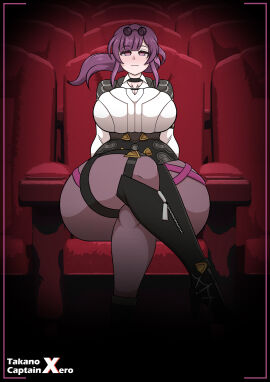 1girls 2023 breasts captainxero crossed_legs female honkai:_star_rail honkai_(series) hoyoverse huge_breasts kafka_(honkai:_star_rail) looking_at_viewer purple_eyes purple_hair tagme takano_(artist) thick thick_thighs