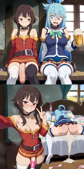 1futa 1girls after_rape after_sex after_vaginal ai_generated aqua_(konosuba) ass bedroom beer big_ass big_butt big_cock big_penis blue_eyes blue_hair blush breasts clothed clothed_female clothing cock cock_hungry condom_on_penis cum cum_drip cum_dripping cum_leaking cum_trail dripping dripping_cum excessive_cum eyebrows eyelashes foreskin front_view futa_with_female futanari goddess grin hentai4life holding holding_object huge_ass huge_butt huge_cock imminent_penetration imminent_rape imminent_sex indoors kono_subarashii_sekai_ni_shukufuku_wo! large_penis leaking_cum legs_apart legwear light-skinned_female light_skin long_penis looking_at_viewer megumin novelai on_bed one_breast_out pale-skinned_female pale_skin peace_sign penis penis_out precum round_ass round_butt selfie semen sitting skirt smile spread_legs thighs used_condom used_condom_on_penis veiny_penis