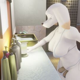 3d animal_genitalia animal_pussy anthro bathroom big_pussy bikini bra breasts canid canine canine_genitalia canine_pussy canis clothing digital_media_(artwork) domestic_dog female genital_growth genital_growth_(enlargement) genitals growth hi_res hyper hyper_genitalia hyper_pussy mammal panties pussy pussy_growth pussy_growth_(enlargement) solo sophie_(wolfforhire) swimwear tagme two-piece_swimsuit underwear white_body wolfforhire