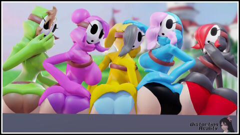 3d 3d_(artwork) 5girls ass ass_focus backboob black_panties blue_panties breasts brown_hair brown_panties busty casual casual_nudity distortingreality female female_only femsub giant_ass grey_hair hair_over_one_eye light-skinned_female light_skin looking_at_viewer looking_back mario_(series) mask masked masked_female massive_ass nintendo panties pink_hair public public_exposure public_nudity purple_hair purple_panties red_hair red_panties shy_gal shy_gal_black shy_gal_blue shy_gal_green shy_gal_pink shy_gal_yellow sideass silver_hair submissive submissive_female teasing underass