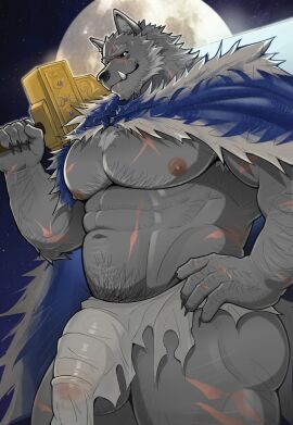 2024 abs anthro areola arm_hair armpit_hair balls bara biceps big_balls big_bulge big_muscles big_penis blaidd_(elden_ring) body_hair bottomwear bulge canid canine canis cape chest_hair claws clothed clothing elden_ring flaccid fromsoftware full_moon fur genitals glans hand_on_hip happy_trail hi_res holding_melee_weapon holding_object holding_sword holding_weapon huge_balls huge_bulge huge_cock huge_muscles humanoid_genitalia humanoid_penis ineffective_clothing leoooliooon loincloth looking_at_viewer male mammal masculine_male melee_weapon moon muscles muscular muscular_anthro muscular_male navel night nipples obliques outside pecs penis pubes scar serratus sky smile solo standing star starry_sky sword teeth thick_thighs topless topless_anthro topless_male translucent translucent_bottomwear translucent_clothing translucent_loincloth tuft weapon wolf yaoi