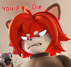2025 2males 3d 3d_(artwork) 3d_model aidenz angry angry_face anthro california_foxxden_(crazyassfox22) character_request femboy live_reaction_(meme) male meme pissed_off proxy_(crazyassfox22) text threatening uncle_aiden