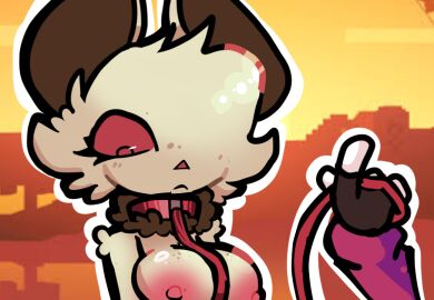 bat belt belt_collar big_breasts cherry_(el_cherry) darkie_(el_cherry) el_cherry fox furry nude nude_female