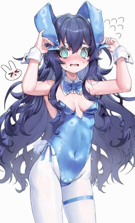 100_kanojo blue_eyes blue_hair breasts bunnysuit embarrassed female kimi_no_koto_ga_dai_dai_dai_dai_daisuki_na_100-nin_no_kanojo long_hair nervous small_ass small_breasts tagme the_100_girlfriends_who_really_really_really_really_really_love_you yoshimoto_shizuka