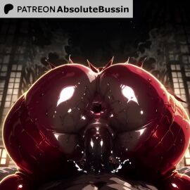 1boy abs absolutebussin ai_generated all_fours animated anus ass ass_focus bodysuit colored_skin cowgirl_position dark-skinned_male dark_skin english_text explicit female five_nights_at_freddy's foxy_(fnaf) from_behind indoors interracial latex latex_bodysuit looking_at_viewer muscular nude penis pov pussy red_bodysuit red_skin sex shiny shiny_clothes shiny_skin solo_focus straight sweat tagme uncensored vaginal_penetration video