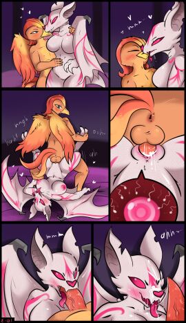 absurd_res anthro anthro_on_anthro anthro_only anthro_penetrated anus areola ass avian bad_source balls bat beak bethesda_softworks bird blush bodily_fluids breasts comic cum cum_in_mouth cum_in_pussy cum_inside digital_media_(artwork) duo e-01 english_text fallout fallout_76 feathers fellatio female female_penetrated female_pov genital_fluids genitals hair hi_res impregnation interspecies male male/female male_penetrating mammal membrane_(anatomy) membranous_wings multicolored_body nipples nude oral orange_body orange_feathers ovum penetration penile penis pink_eyes pussy reverse_anvil_position reverse_piledriver_position saliva scorchbeast_(fallout) sex simple_background sperm_cell tail teeth text tongue vaginal_penetration vedinna white_body wings