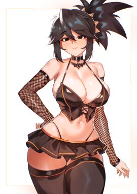 big_breasts black_hair breasts choker cleavage cosplay female female_only fishnets fully_clothed halloween large_breasts lucia_(scott_malin) original original_character panties pyers173266 revealing_clothes skirt stockings tied_hair vampire