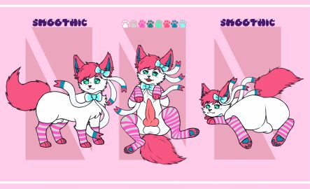 animal_genitalia animal_penis anonymous_artist anus ass balls big_ass big_balls big_butt big_penis blush bodily_fluids canid canine canine_genitalia canine_penis clothed clothing crossdressing crossdressing_(mtf) crossdressing_male digital_media_(artwork) ear_piercing eeveelution english_text erection facial_piercing femboy feral fur gay gay_anal gay_male gay_sex generation_6_pokemon genital_fluids genitals hair hi_res homosexual homosexual_male homosexual_sex huge_ass huge_balls huge_butt huge_cock knot legwear male male/male male_only male_penetrated male_penetrating male_penetrating_male mammal model_sheet mostly_nude nintendo open_mouth penis piercing pink_hair pokemon pokemon_(species) presenting presenting_anus presenting_balls presenting_hindquarters presenting_penis ribbons simple_background smile smoothie_(sylveon) solo solo_male standing stockings sylveon tail text thick_thighs tongue white_body wide_hips yaoi