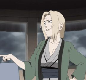 10s 2011 2d animated blonde_hair bouncing_breasts breasts collarbone crossed_arms female female_only gif huge_breasts large_breasts light-skinned_female light_skin naruto naruto:_blood_prison naruto_(series) naruto_shippuuden official_animation official_art tagme tsunade