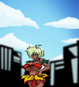 big_boobw big_breasts breasts bright_hair clothed clothed_female dark-skinned_female dark_skin dr_wahee female female_only femboy giant_female giant_woman giantess giantess_growth height_growth height_increase huge_boobs huge_breasts jungle_de_ikou mii_(jungle_de_ikou) standing tagme thick_thighs thighs underboob video voluptuous voluptuous_female