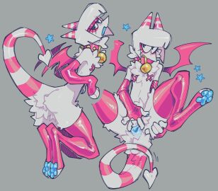 alternate_color ambiguous_gender anthro anus anus_only armwear bat_(btascandalist) bat_wings bell bell_collar blue_anus blue_pawpads bob_cut btascandalist butt_tuft clothing collar crotch_tuft gloves grey_background hair handwear hi_res horn imp latex latex_armwear latex_clothing latex_gloves latex_handwear latex_legwear latex_thigh_highs legwear lying markings membrane_(anatomy) membranous_wings on_back pasties pawpads paws pink_body pink_collar pink_latex short_hair simple_background solo spade_tail spiked_collar spikes spread_anus spread_legs spreading striped_horn striped_markings striped_tail stripes tail tail_anus tail_markings thigh_highs tuft white_body wings