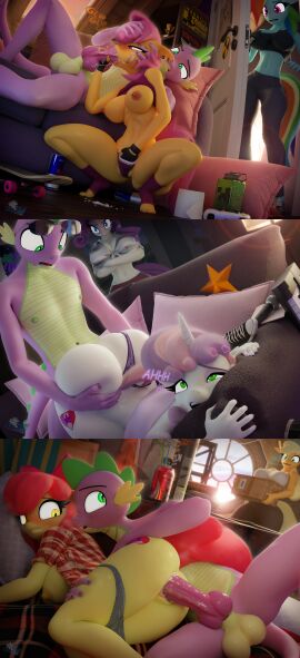 1boy 3d 3d_(artwork) 3koma absurd_res aged_up anthro anthro_on_anthro anthrofied apple_bloom_(mlp) applejack_(mlp) assisted_fellatio assisted_oral award balls bandage bandage_on_face beverage big_balls big_breasts big_penis blender_(artwork) blue_body bodily_fluids bottle bottomwear bra breasts caught caught_in_the_act clenched_teeth clothed clothed_sex clothing colored_nails container controller crouching cum cum_in_mouth cum_in_pussy cum_inside cum_on_arm cum_on_face cum_on_hand cum_on_penis cum_on_self cum_on_tongue cum_string cutie_mark_crusaders deep_throat detailed_background digital_media digital_media_(artwork) dragon drinking drinking_cum ear_piercing ear_ring energy_drink equid equine erection eyebrow_piercing facial_piercing fellatio female fingerless_gloves footwear friendship_is_magic furniture game_controller genital_fluids genitals gloves green_eyes group hair half-closed_eyes handwear hasbro head_grab hi_res holding_head holding_penis hooves-art horn horse interspecies knot knotted_penis large_breasts looking_at_another looking_at_genitalia looking_at_partner looking_at_penis lying male male/female mammal masturbation mostly_nude mostly_nude_anthro mostly_nude_female multicolored_body multicolored_hair multicolored_skin multicolored_tail multiple_girls multiple_panels my_little_pony mythological_creature mythological_equine mythological_scalie mythology nails narrowed_eyes navel nipple_piercing nipples nude nude_anthro nude_male on_side onomatopoeia open_mouth oral oral_penetration orange_body orange_skin orgasm panties pants penetration penile penis piercing pillow pony pupils purple_eyes purple_hair purple_tail pussy rainbow_dash_(mlp) rainbow_hair rainbow_tail raised_clothing raised_shirt raised_topwear rarity_(mlp) redbull ring_piercing rooftop scalie scootaloo_(mlp) sex shirt shoes sisters skateboard slit_pupils sneakers socks sofa sofa_sex sound_effects spike_(mlp) sports_bra spread_legs spreading squish stud_piercing sweetie_belle_(mlp) system_of_a_down tail teeth text thick_thighs thigh_squish toeless_footwear toeless_socks toilet_paper toilet_paper_roll tongue tongue_out topwear trio trophy two-tone_body two-tone_skin underwear unicorn vehicle walked_in_on water_bottle yoga_pants
