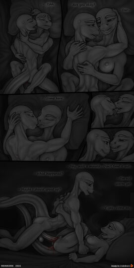 1:2 1boy 1girls absurd_res anthro anus areola ass balls balls_on_tail bed bedding bedroom big_penis bodily_fluids breasts brother brother_and_sister comic couple darwin_(reinkorn) defloration dialogue diana_(reinkorn) dripping drop duo english_text erection excessive_blood excessive_bodily_fluids excessive_genital_fluids excessive_saliva female from_front_position furniture genital_fluids genitals half-identical_twins hi_res hot_breath humanoid_genitalia humanoid_penis incest kiss_on_lips kissing laying_on_back laying_on_bed legs_around_partner licking_tongue lizard lizard_tail long_penis looking_at_another looking_at_partner looking_pleasured lying lying_on_another lying_on_bed lying_on_partner male male/female messy missionary_position monochrome navel night nipples on_back on_bed open_mouth pain passionate penile penis precum precum_drip precum_in_pussy precum_on_partner precum_on_penis precum_on_self pussy pussy_juice_string raised_leg reinkorn reptile saliva scalie scratches scratching_back sex siblings sister smiling_at_partner spread_legs spreading steam steaming sticky tail talking_to_another talking_to_partner text twincest twins url vaginal_fluids vein veiny_penis wet wet_balls wet_body