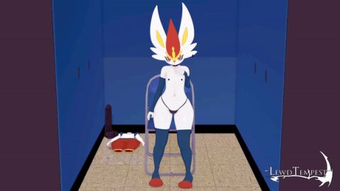 3d animated cinderace crossdressing crossdressing_male dark-skinned_male dark_skin femboy furry furry_male glory_hole koikatsu lewdtempest male male_cinderace male_only pokemon