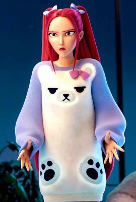 ai_animation ai_assisted ai_generated asian asian_female ass blue_panties bow_ribbon cute_ass female grok huge_ass korean korean_female lifting_shirt looking_at_viewer mira_(kpop_demon_hunters) nightgown panties plump_ass red_hair shaking_ass shaking_butt showing_ass sony_pictures_animation sound tagme twintails video