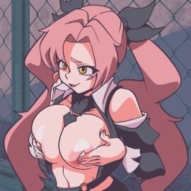 1girls animated big_breasts bouncing_breasts breasts female groping_breasts groping_self large_breasts nicole_demara nipples pink_hair playing_with_breasts ribbon rim shaking_breasts tagme twintails twistedgrim zenless_zone_zero