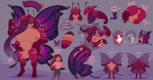 2_penises 4_arms abs accessory alternate_form anklet antennae_(anatomy) anthro anus arthropod ass back_wings balls crown curved_horn diphallia diphallism elbow_spike english_text erection fur furgonomics genitals gold_(metal) gold_jewelry grin hair head_tail headgear hi_res horn human humanoid_genitalia humanoid_penis insect_wings insects jewelry lepidopteran lepidopteran_wings long_hair long_tongue male mammal model_sheet moth multi_arm multi_genitalia multi_limb multi_penis muscle_tone muscles muscular muscular_anthro muscular_femboy muscular_male nipples nude pecs penis perineum pink_sclera purple_body purple_fur simple_background smile soardon_(eddyoshi) solo tail text tiara tongue vertical_diphallism vurrus wide_eyed wings