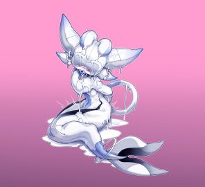 absurd_res anthro bondage bound cum excessive_cum female guardian_spirit hi_res latex mermaid_suit ori_(series) safi_(saphira) sm solo tail tuya white_body white_tail