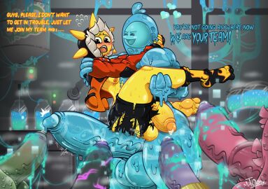 accessory animate_inanimate anthro balls bedroom_eyes big_balls big_penis blue_goo bodily_fluids bottomwear clothing cock_ring dot_eyes dripping elemental_creature elemental_humanoid english_text epic_games erection fingerless_gloves fire fire_creature fire_humanoid fortnite fortnite23074 gay genital_fluids genitals gloves goo_creature goo_humanoid group half-closed_eyes handwear heart_symbol hi_res huge_balls huge_cock humanoid humanoid_genitalia humanoid_penis imminent_anal imminent_gangbang imminent_rape imminent_sex jewelry living_pinata lt._john_llama male male_only mrt0ony narrowed_eyes nervous nervous_expression one_sock open_mouth open_smile penis penis_accessory penis_jewelry pinata precum precum_drip precum_string rippley_(fortnite) seductive shorts smile smirk smug smug_face sunspot_(fortnite) text thick_thighs torn_bottomwear torn_clothing torn_shorts vein veiny_penis wide_hips winter_hat winter_jacket yaoi yellow_body yellow_skin