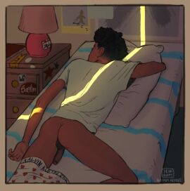 1boy asleep ass balls bed bedroom dark-skinned_male dark_male_only dark_skin deadrat! flaccid heart_underwear human indoors male male_only marvel marvel_comics miles_morales miles_morales_(spider-verse) naked penis sleeping solo solo_male spider-man:_across_the_spider-verse spider-man:_into_the_spider-verse spider-man_(series) underwear underwear_around_one_leg