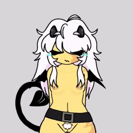 1girls alight_motion animated blue_blush blue_pussy blush bouncing_breasts bp breasts demon demon_girl demon_horns female female_focus female_only flustered grey_background horns looking_at_viewer no_sound oc pubic_hair pussy red_eyes roblox roblox_avatar small_breasts tail tits_out white_hair wings